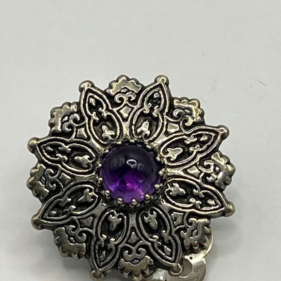 MFA, Museum of Fine Art Vintage-Inspired sterling with Amethyst clip on earrings - Picture 4 of 5